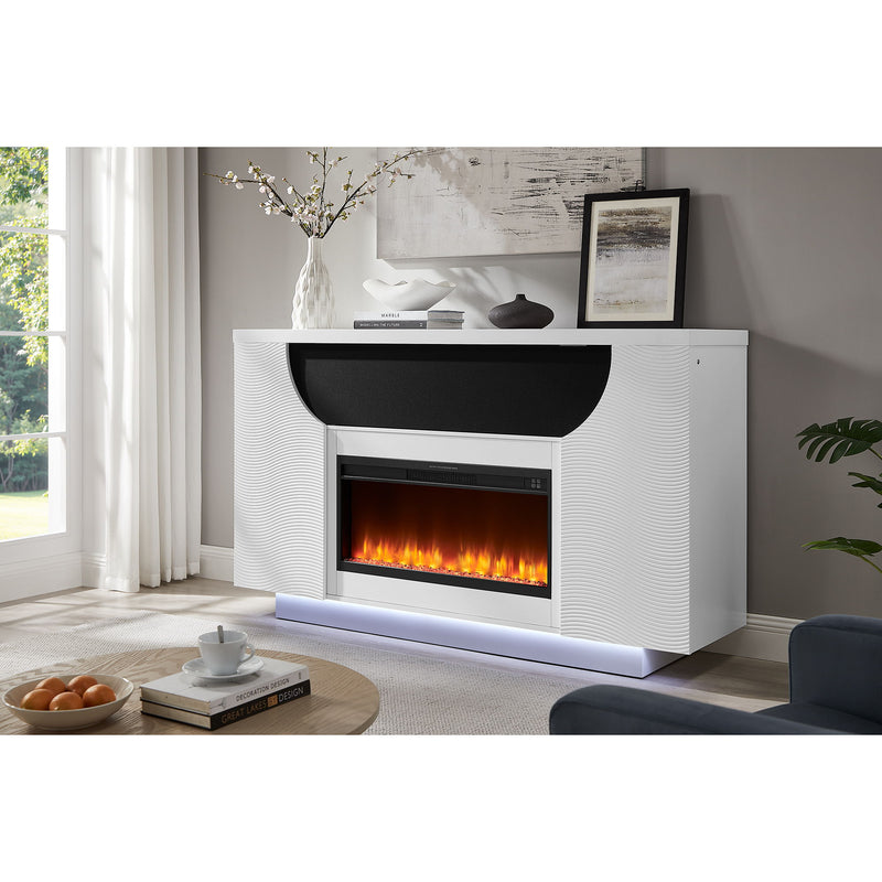 Aurora - Fireplace TV Lift With Adjustable Temperature And LED Colors - White - R&R Furniture Gallery (Fountain Valley, CA)