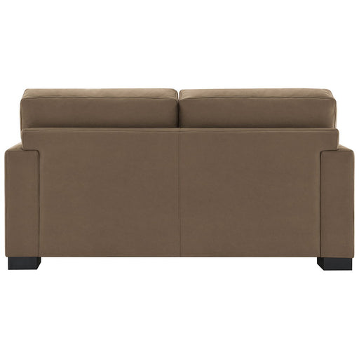 Darya - Loveseat With 3 Pillows - Brown Suede Fabric - R&R Furniture Gallery (Fountain Valley, CA)