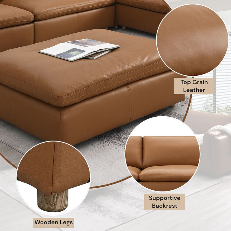 Brighton - Ottoman - Brown Top Grain Leather - R&R Furniture Gallery (Fountain Valley, CA)