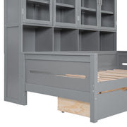 Daybed With Glass Door Storage Cabinets, Built In LED Lighting And Shelves - R&R Furniture Gallery (Fountain Valley, CA)