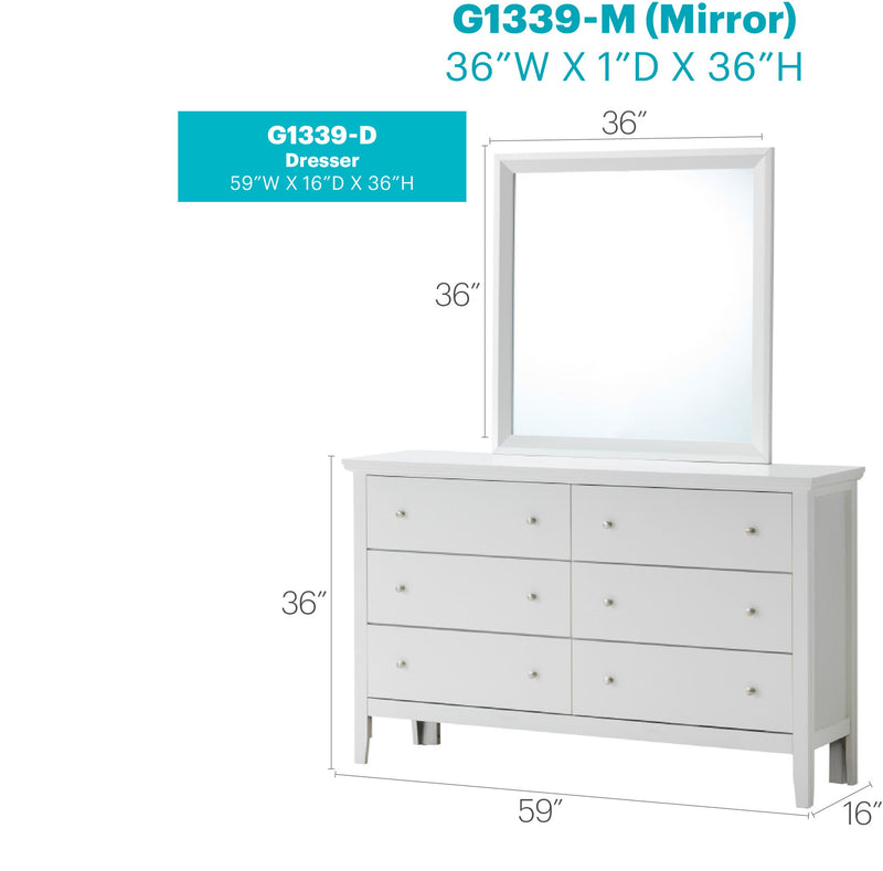 Glory Furniture Primo dresser with multiple drawers and sleek wood finish, ideal for bedroom storage and organization.