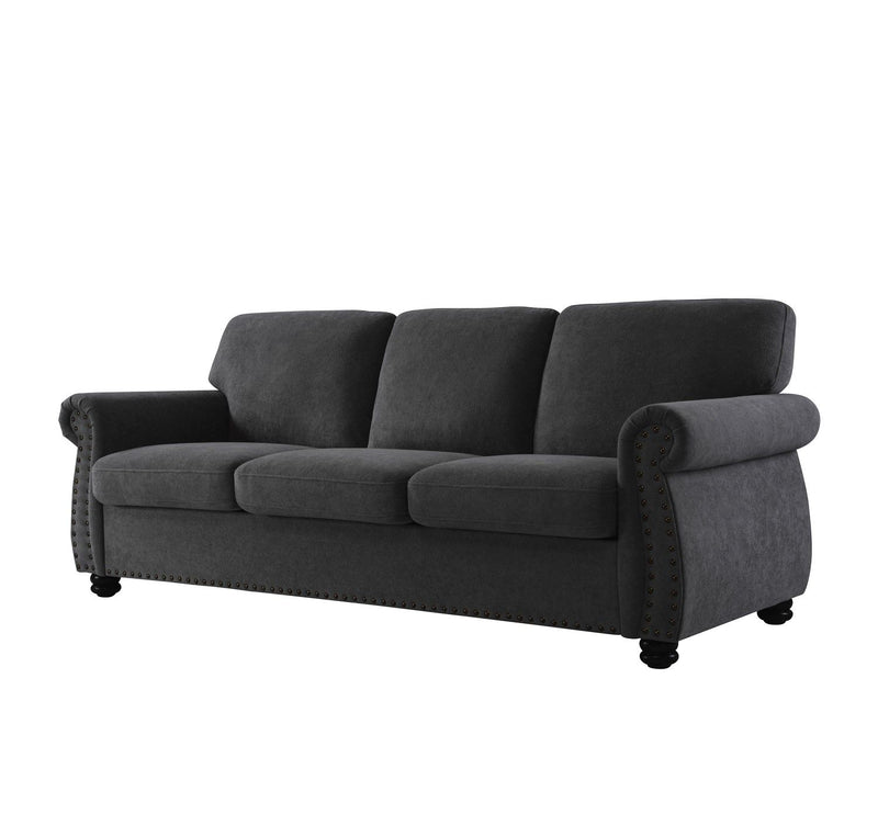 Soft Sofa, Upholstered 3 Seater Couch With High Density Foam, Loose Back Cushions And Turned Legs - R&R Furniture Gallery (Fountain Valley, CA)
