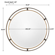 Uttermost Carrizo round bronze wall mirror with a sleek, modern frame, perfect for contemporary home decor.