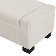Textured Boucle Ottoman Bench With Hinged Lid For Seating And Storage - Beige - R&R Furniture Gallery (Fountain Valley, CA)