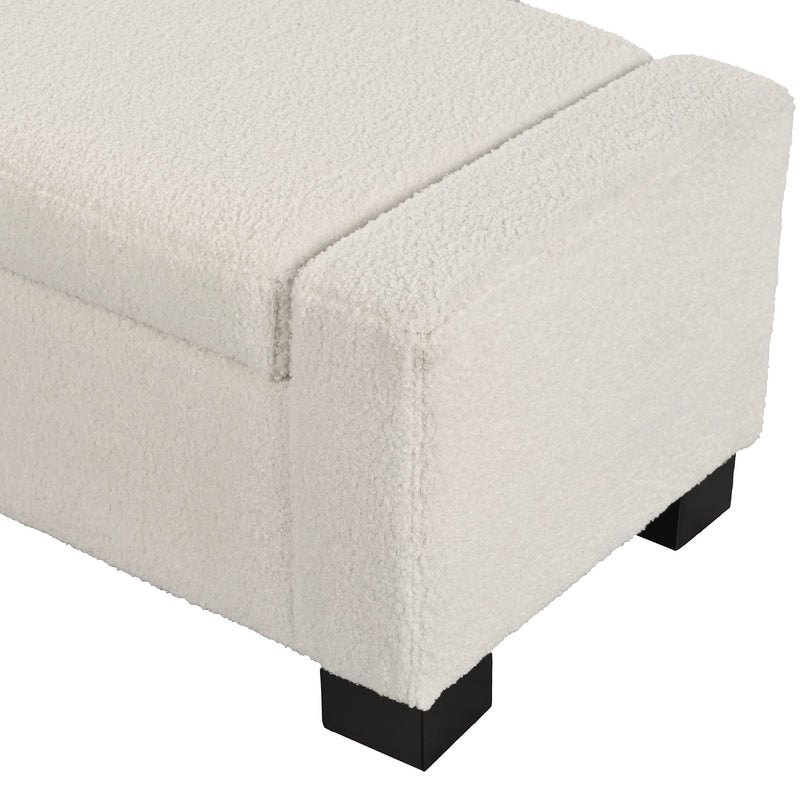 Textured Boucle Ottoman Bench With Hinged Lid For Seating And Storage - Beige - R&R Furniture Gallery (Fountain Valley, CA)