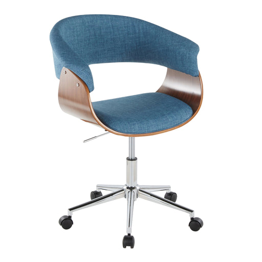 Lumi Source vintage mid-century modern office desk chair with wooden armrests and a cushioned seat, stylish and ergonomic.