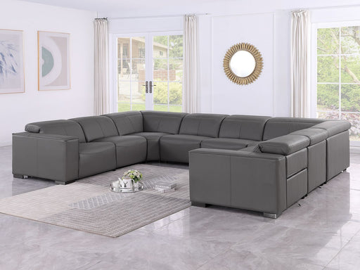 1208 - 8 Piece U Shaped Leather Sectional With 4 Power Recliners & Power Headrest - R&R Furniture Gallery (Fountain Valley, CA)
