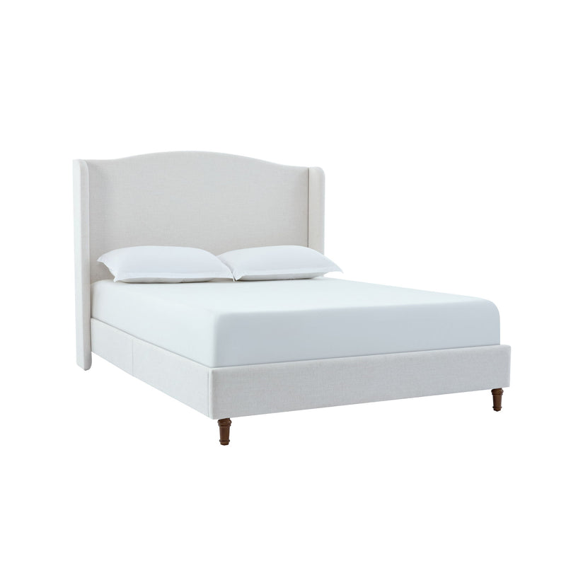 Hannah - Upholstered Wingback Bed Size / Tall Headboard Upholstered King Bed / Premium Textured Look / Minimalist Designs / No Box Spring Needed - R&R Furniture Gallery (Fountain Valley, CA)