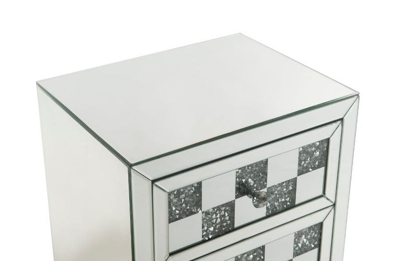 Noralie - 18" X 14" Accent Table With Faux Diamonds - Mirrored - R&R Furniture Gallery (Fountain Valley, CA)