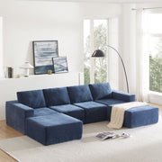Modular U Shaped Sectional With Ottomans, Luxury Cloud Floor Couch With Deep Seat Fully Compressed Upholstered Sofa - R&R Furniture Gallery (Fountain Valley, CA)