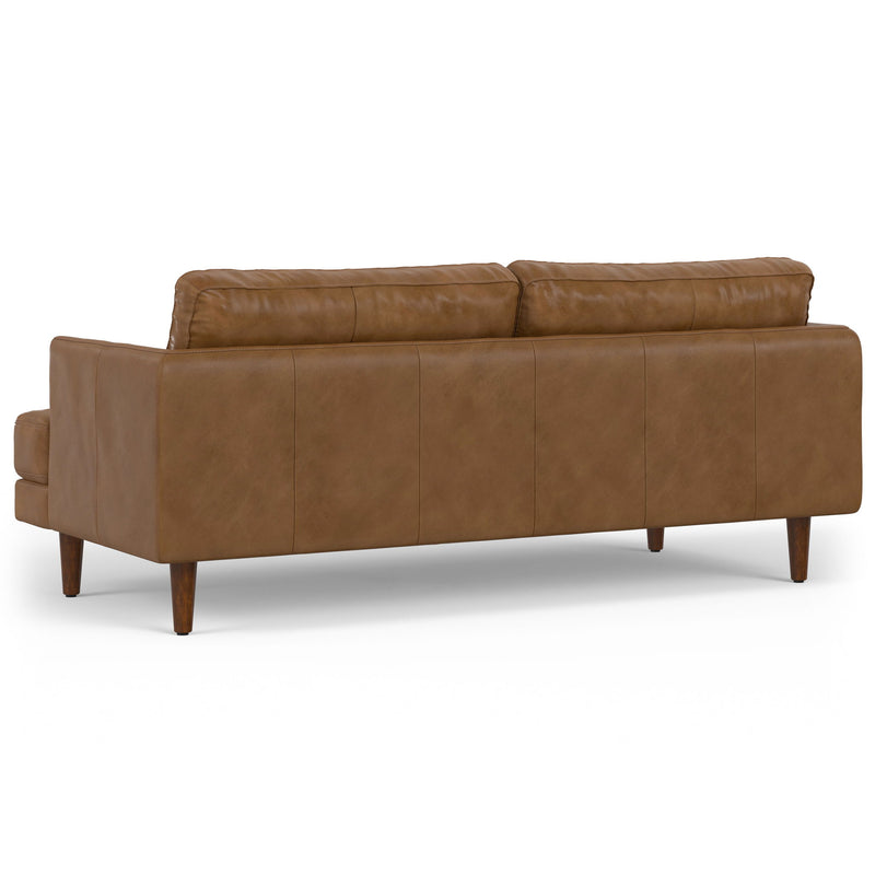 Livingston upholstered stationary sofa by Simpli-Home with plush cushions and soft fabric in a modern living room setting.