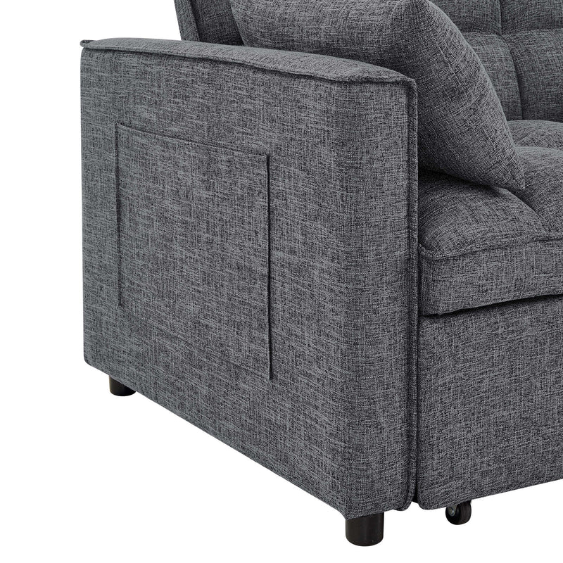 Sienna - Tufted Convertible Sleeper Sofa With Chaise - Gray - R&R Furniture Gallery (Fountain Valley, CA)