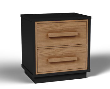 Kozmour - Two Drawer Night Stand - Black / Brown - R&R Furniture Gallery (Fountain Valley, CA)