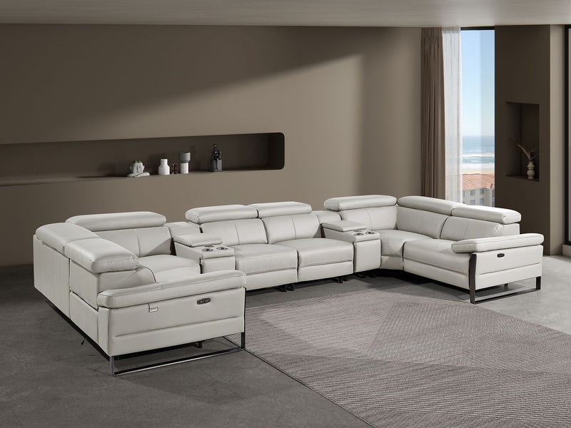 1246 - 8-Piece U-Shaped Modular Power Reclining Sectional With 4 Power Recliners And Power Headrest - R&R Furniture Gallery (Fountain Valley, CA)
