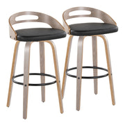Set of two Lumi Source Cassis mid-century modern fixed height barstools with swivel, round footrest, and stylish design.