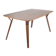 Lumi Source Folia Bacci 5-piece mid-century modern dining set with walnut and cream finish, including table and chairs.