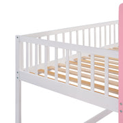 Twin Over Twin Castle Bunk Bed With Ladder - Pink - R&R Furniture Gallery (Fountain Valley, CA)