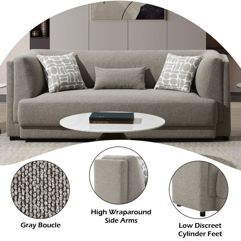 Glenda - Sofa With 3 Pillows - Gray Chenille - R&R Furniture Gallery (Fountain Valley, CA)