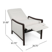 Noble House Drury contemporary fabric upholstered pushback recliner with padded armrests and plush cushioning.