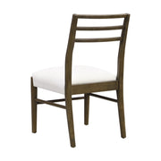 Set of farmhouse style Noble House dining chairs with ladder back design, showcasing wooden chairs in a cozy, rustic dining room setting.