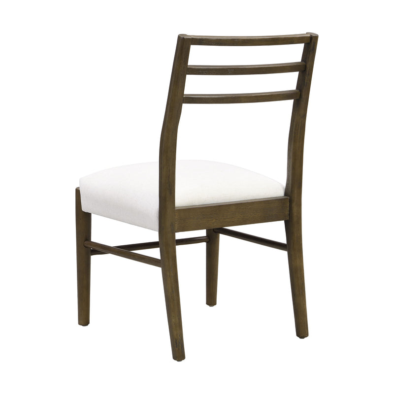 Set of farmhouse style Noble House dining chairs with ladder back design, showcasing wooden chairs in a cozy, rustic dining room setting.
