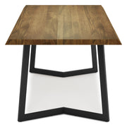 Simpli-Home Watkins sturdy dining table with solid wood surface and modern design, perfect for family meals.