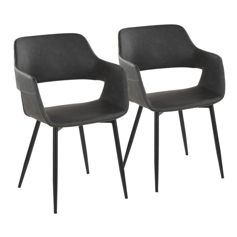 Set of two Lumi Source Margarite mid-century modern dining chairs with sleek wooden legs and upholstered seats.
