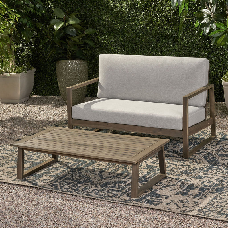 Belgian - Loveseat & Coffee Table Set With Water Resistant Cushions - R&R Furniture Gallery (Fountain Valley, CA)