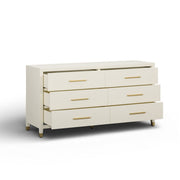 Dani - Faux Shagreen 6-Drawer Dresser - Cream - R&R Furniture Gallery (Fountain Valley, CA)