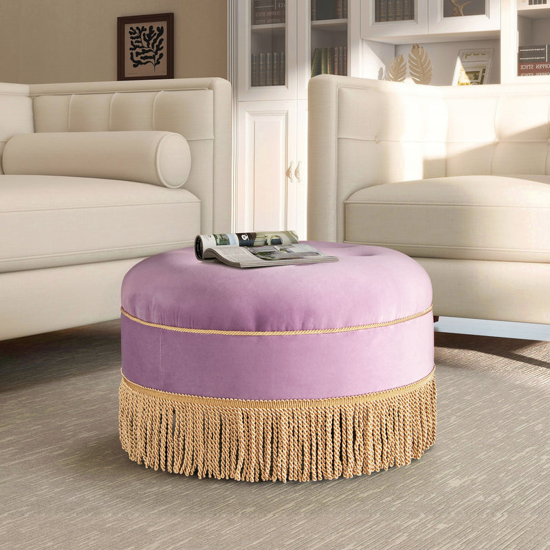 Yolanda - Round Upholstered Accent Ottoman - R&R Furniture Gallery (Fountain Valley, CA)