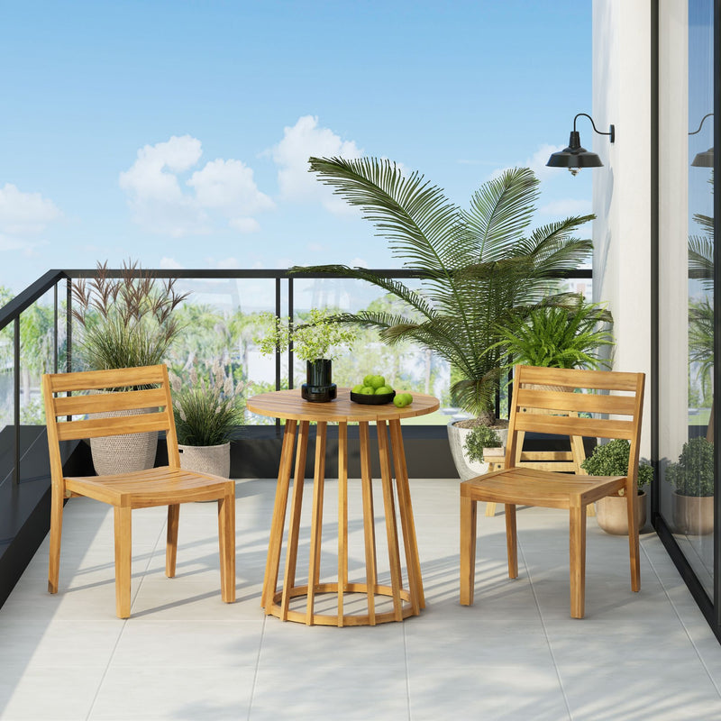 Outdoor Dining Side Chair (Set of 2) - Teak Finish - R&R Furniture Gallery (Fountain Valley, CA)
