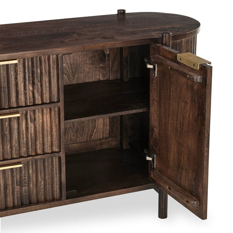 Redford - 2 Door 3 Drawer Buffet - Bark Brown - R&R Furniture Gallery (Fountain Valley, CA)
