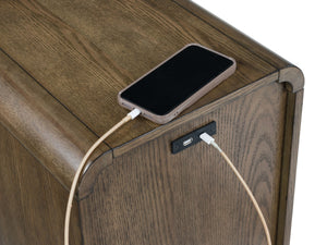 Brown Jensworth accent table from Signature Design by Ashley®, featuring a sleek round top and modern design.