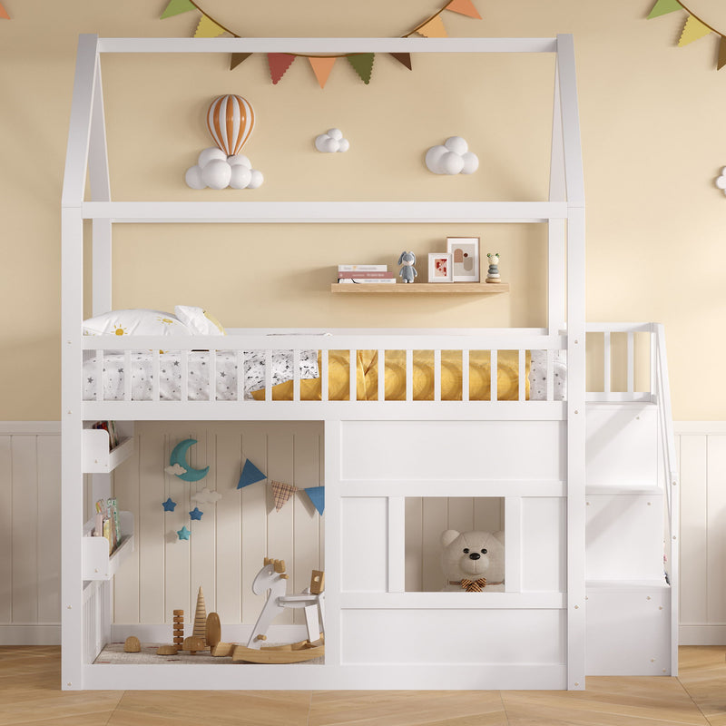 House Bed With Built-In LED Shelf Light