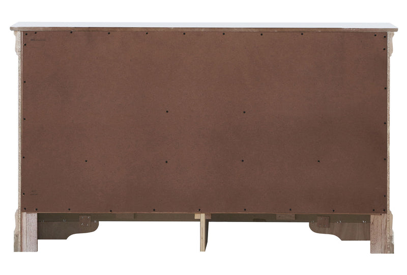 Silver Champagne Verona dresser by Glory Furniture featuring a sleek modern design with multiple drawers for storage.