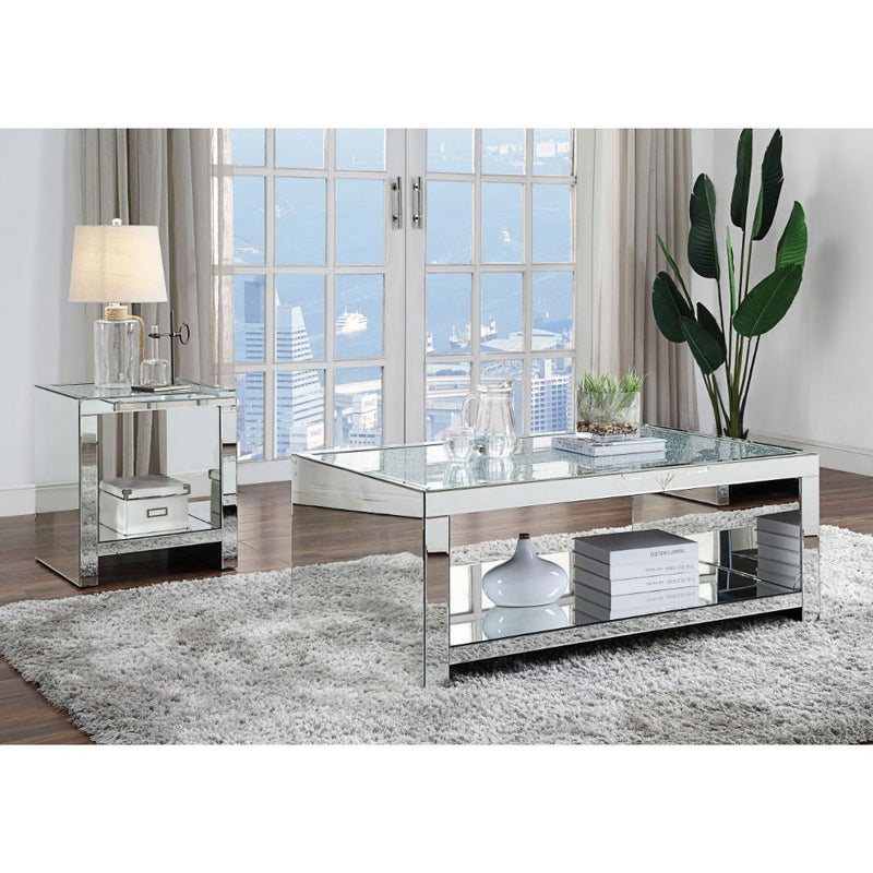 Noralie - Coffee Table - Clear Glass, Mirrored & Faux Diamonds - R&R Furniture Gallery (Fountain Valley, CA)