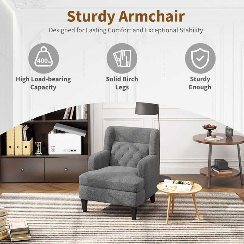 Upholstered Accent Chair Tufted Armchair For Living Room And Bedroom - R&R Furniture Gallery (Fountain Valley, CA)