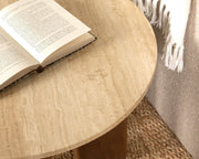 Idella - Travertine Round Table - R&R Furniture Gallery (Fountain Valley, CA)