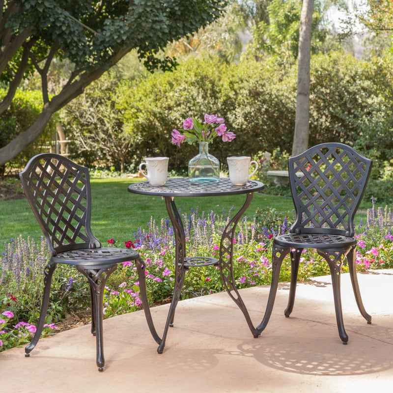 Bono Metal Bistro Set - Black - R&R Furniture Gallery (Fountain Valley, CA)