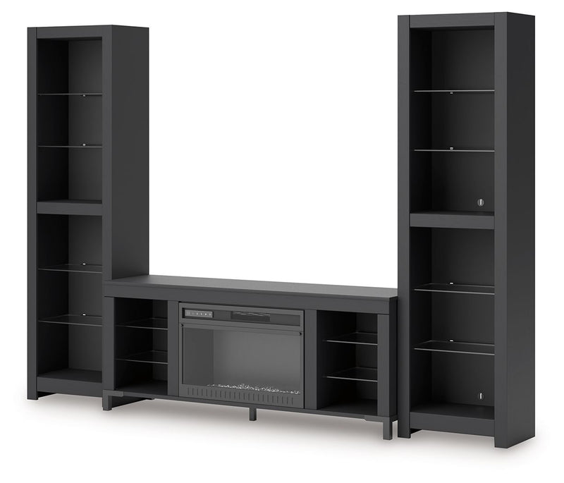 Cayberry - 3-Piece Entertainment Center With Electric Fireplace - Black - R&R Furniture Gallery (Fountain Valley, CA)