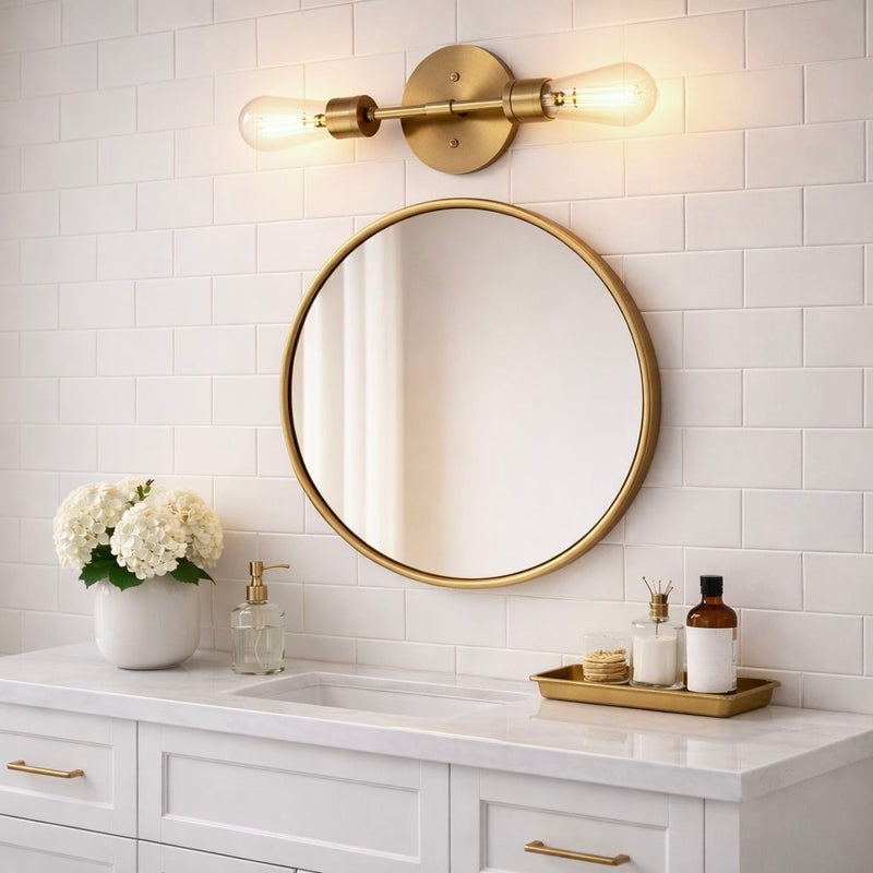 Reverie - Double Lights Bathroom Wall Sconce Over Mirror - Clear / Gold - R&R Furniture Gallery (Fountain Valley, CA)