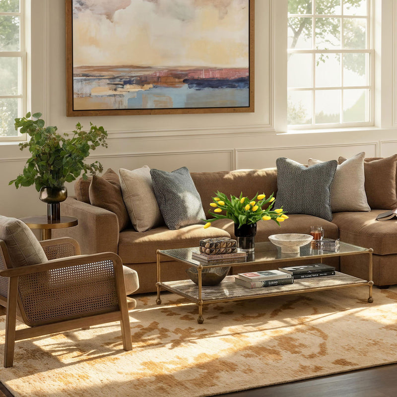 Verto - Coffee Table - Beige And Antique Brass