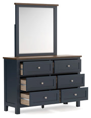 Landocken - Dresser and Mirror - Brown / Blue - R&R Furniture Gallery (Fountain Valley, CA)