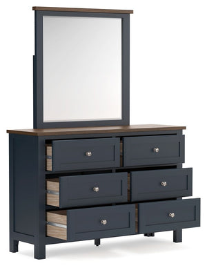 Landocken - Dresser and Mirror - Brown / Blue - R&R Furniture Gallery (Fountain Valley, CA)