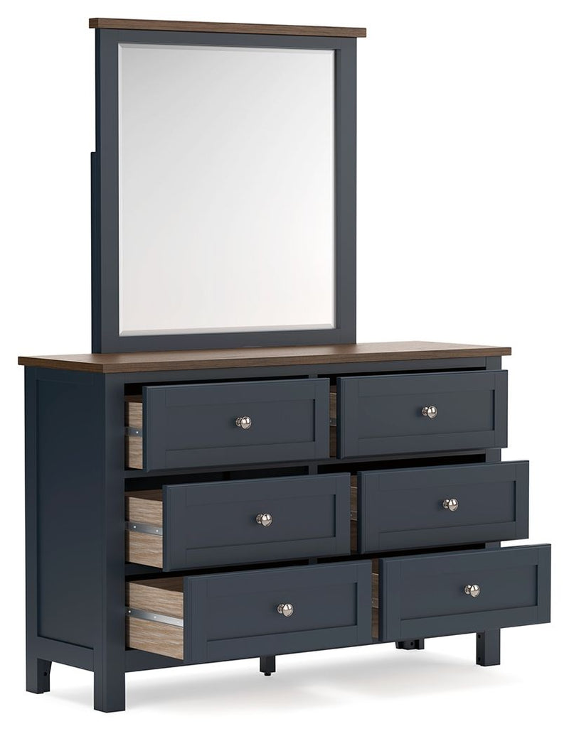 Landocken - Dresser and Mirror - Brown / Blue - R&R Furniture Gallery (Fountain Valley, CA)