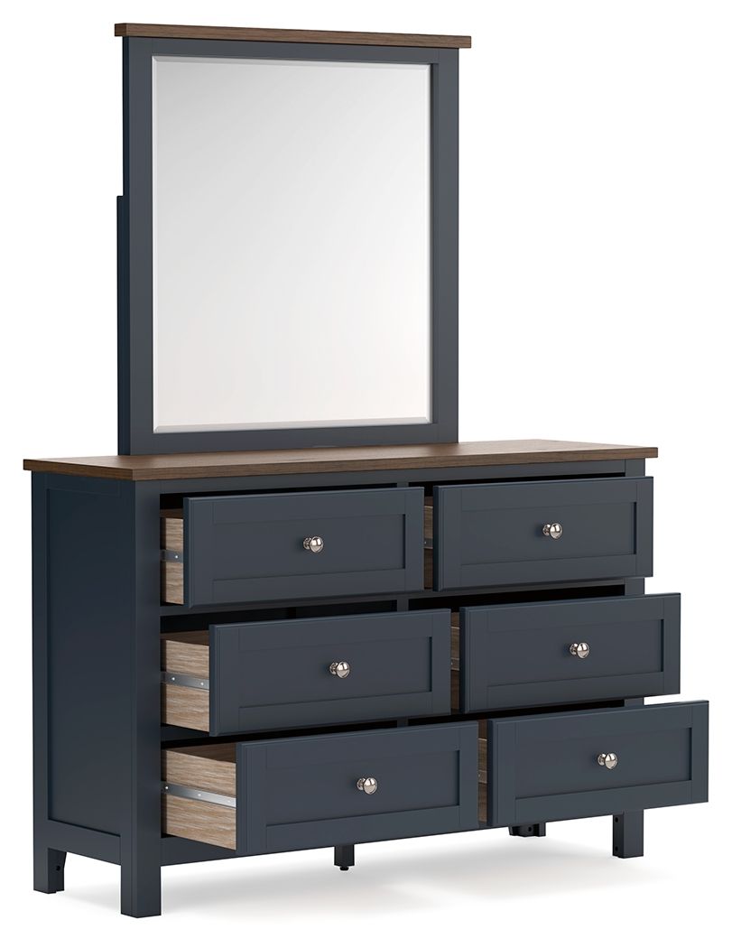 Landocken - Dresser and Mirror - Brown / Blue - R&R Furniture Gallery (Fountain Valley, CA)