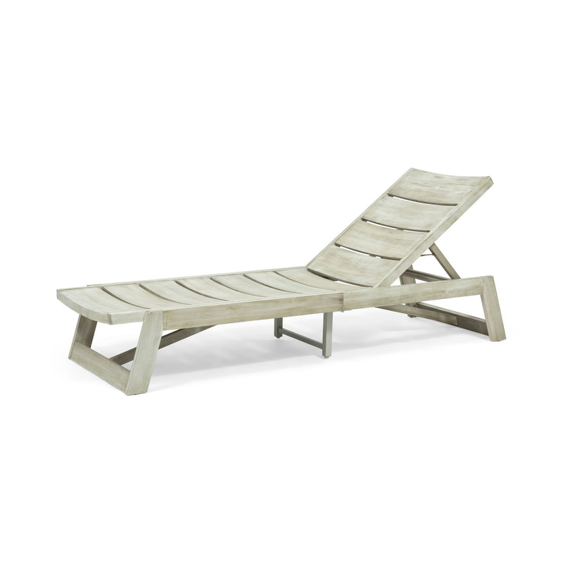 Noble House Maki chaise lounge with sleek wooden frame and plush upholstered cushion for modern relaxation.