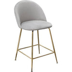 Lilly Set of (2) Counter Height Chairs in Grey Velvet w/ Brushed Gold Metal Legs
