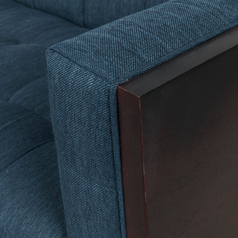 Noble House contemporary mid-century charm 3-seater sofa with button tufted waffle stitching, stationary design, and plush fabric.