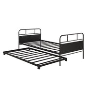 Twin Size Daybed Platform Bed Frame With Trundle Built In Casters - Black - R&R Furniture Gallery (Fountain Valley, CA)